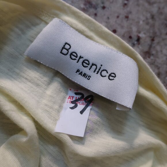 Womens Berenice Paris Light Yellow Cotton V-Neck T-Shirt Top XS - Picture 8 of 10